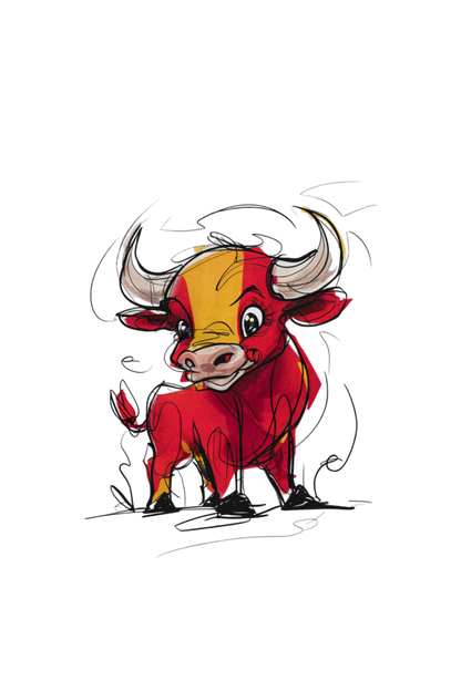 "Little Bull’s Adventure: Kids' White Tee with Red Bull Graphic"