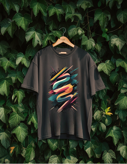 "Fielder Abstract Crack Print Oversize Tee"