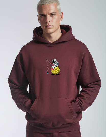 Maroon Unisex Oversized Hoodie with Graphic