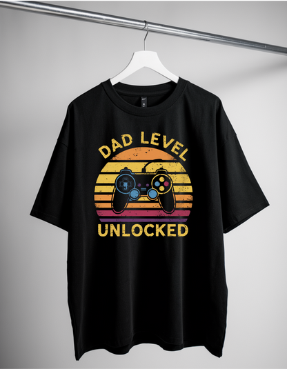 Dad Level Unlocked Black Oversize Unisex Tee