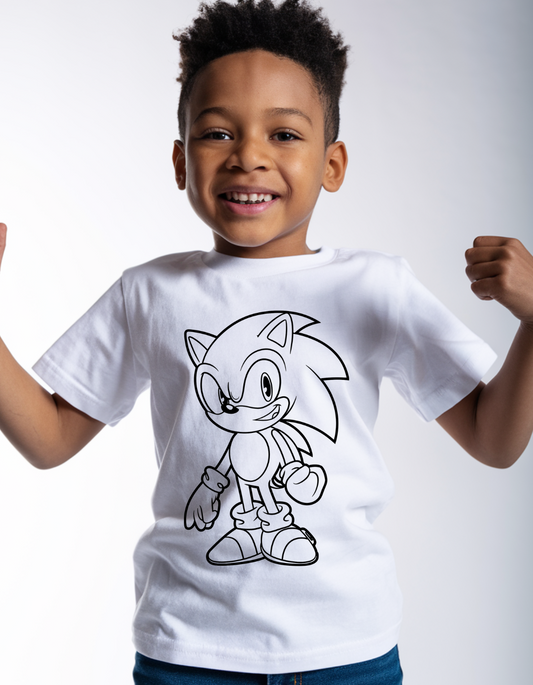 Kids' White T-Shirt: Sonic Art Sketch