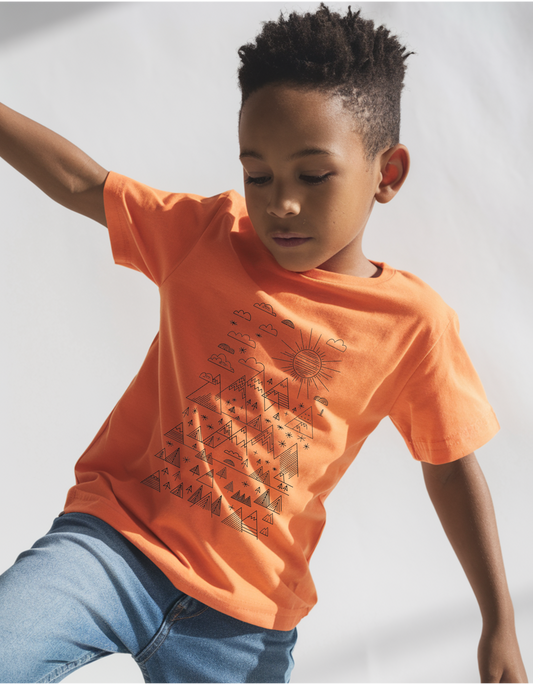 Kids' Orange T-Shirt: Mountain Adventure