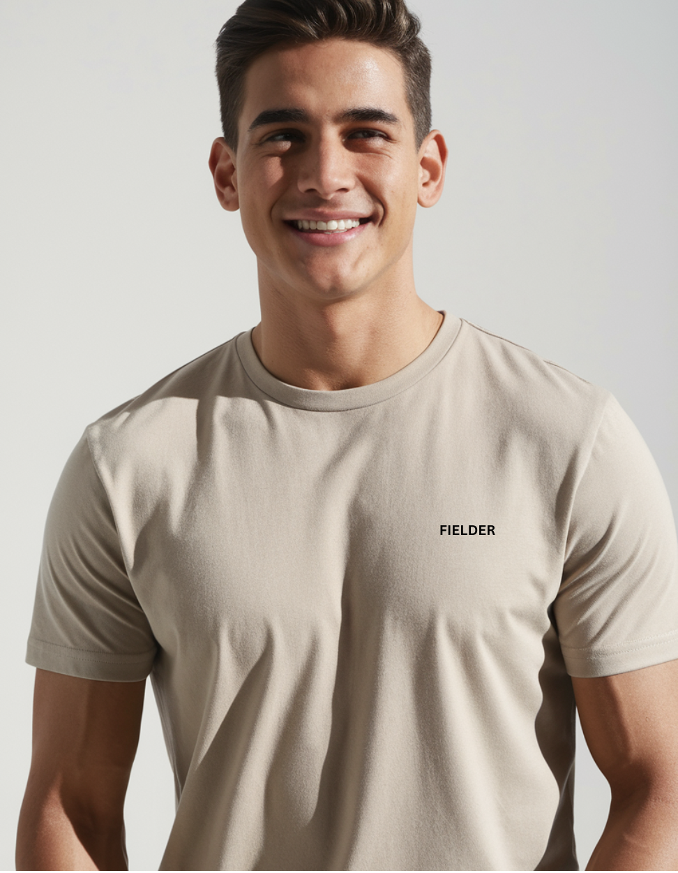 Fielder Supima Cotton Relaxed Fit T-Shirt - Beige