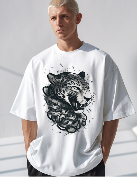 leopard Face Unisex Oversized T-Shirt: Embrace Artistic Boldness