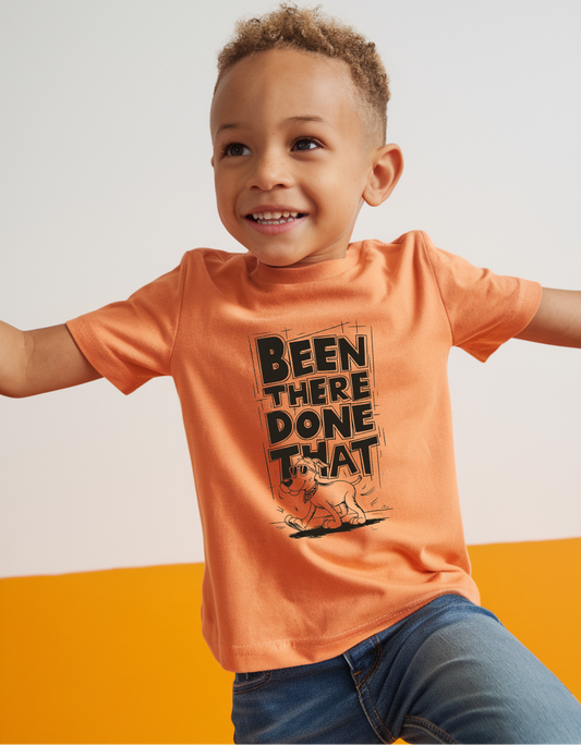 Kids' Orange T-Shirt: "Been There, Done That"