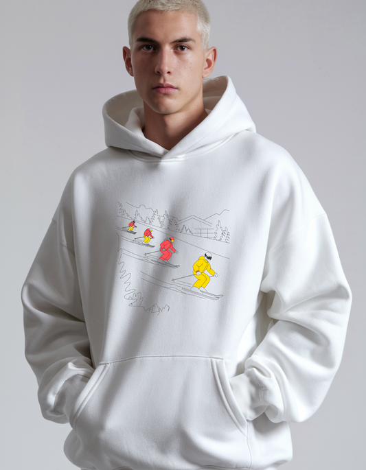 Unisex White Oversized Hoodie: Skin Sketch Graphic