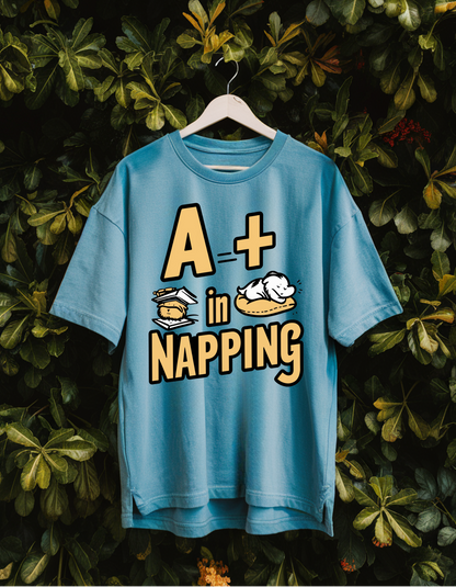 A+ in Napping Oversized T-Shirt - Baby Blue