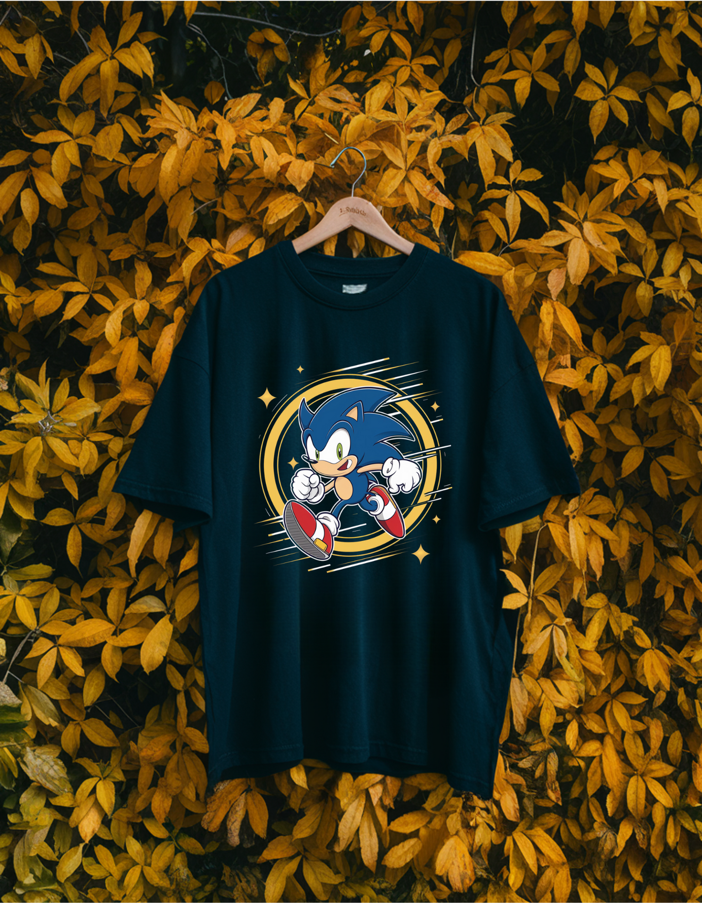 Black Oversized Unisex T-Shirt - Sonic Graphic