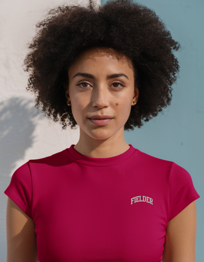 Red Crop Top with Embroidered Logo