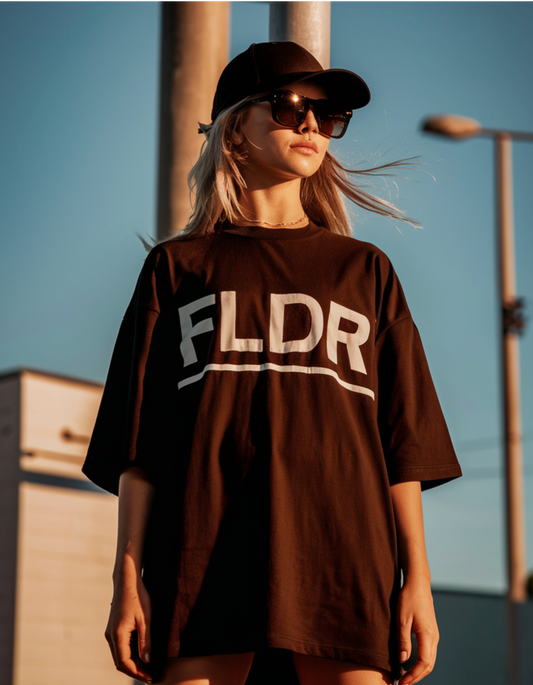 FLDR Logo Oversized Unisex T-Shirt - Black