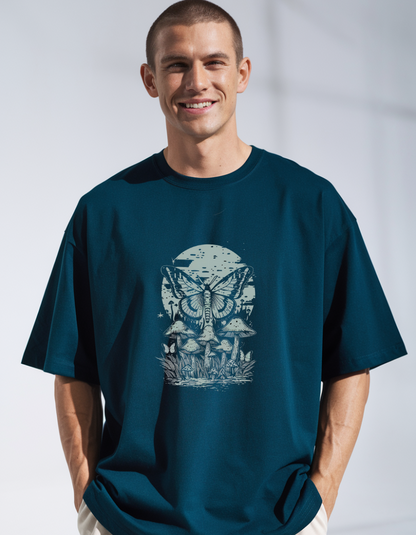 Fielder Oversized Petrol Blue T-Shirt with Graphic