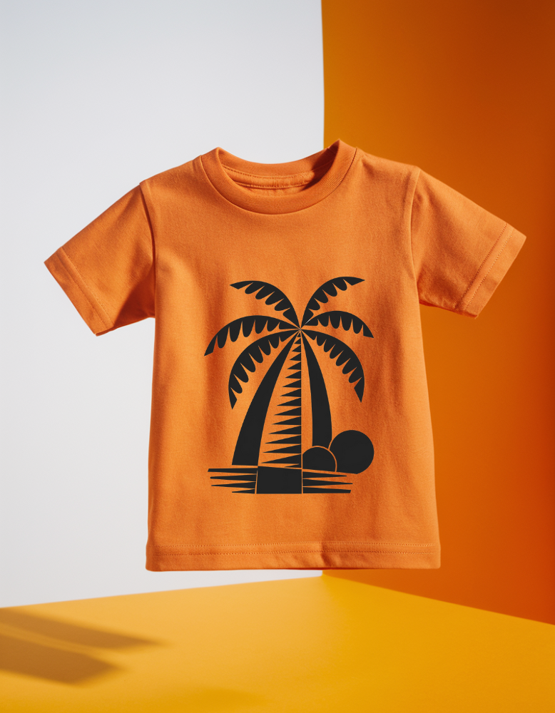 Orange Kids' T-Shirt with Abstract Tree Design