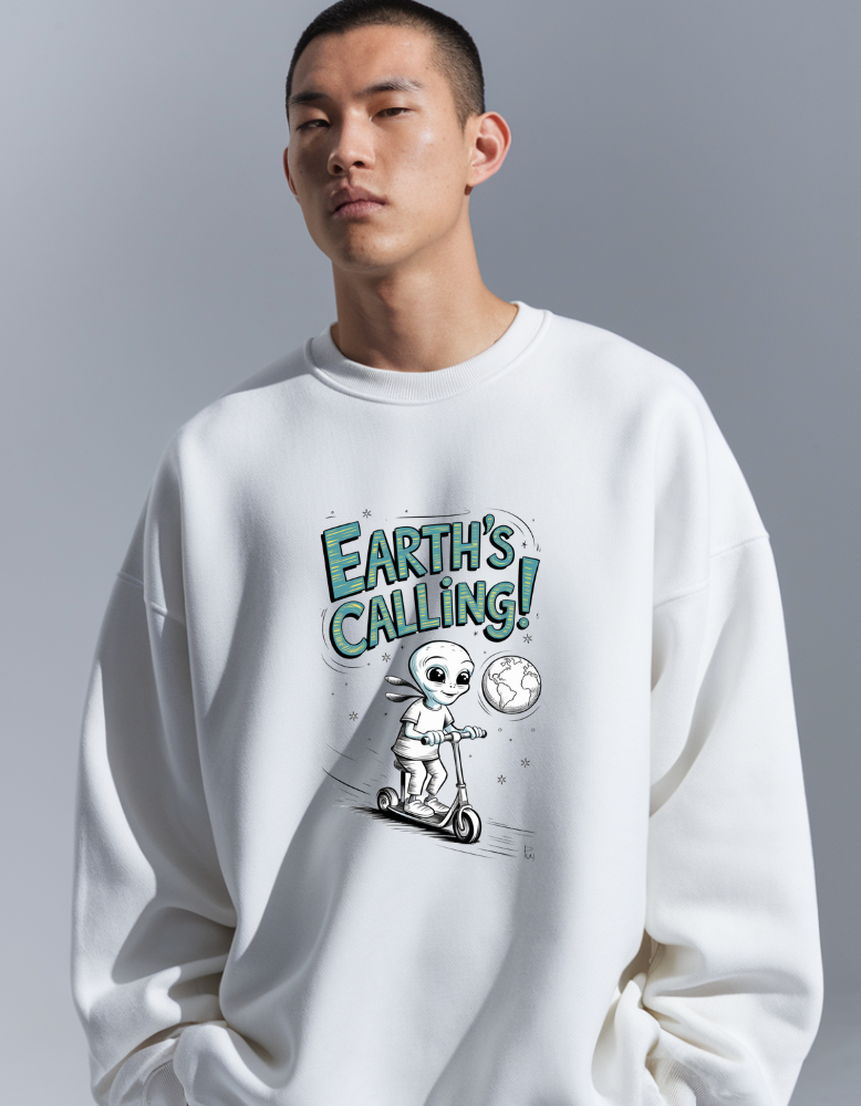 Galactic Ride: White Unisex Oversized Sweatshirt