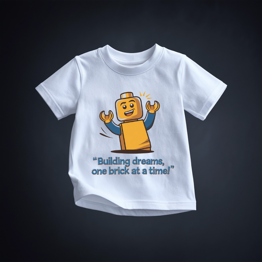 Playful Lego Adventure: White Kids T-Shirt with Fun Lego Graphic