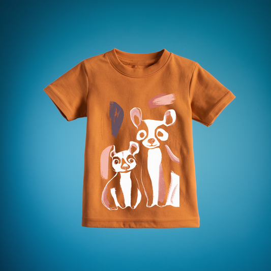 Cute Animals Sketch Orange Kids T-Shirt