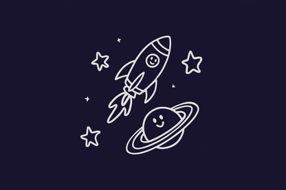 Black Kids' T-Shirt with Rocket in the Sky Design