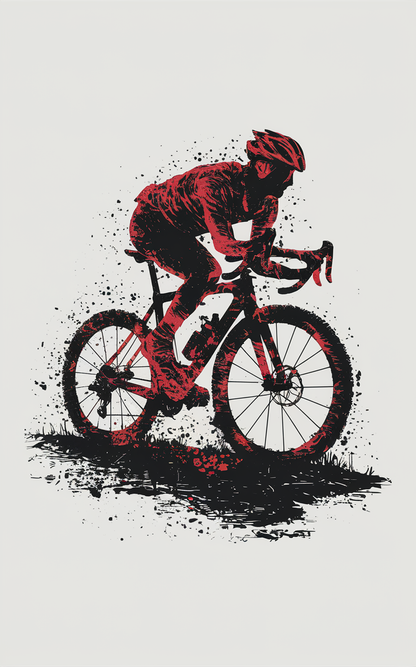 White Oversized T-Shirt with Red and Black Cyclist Graphic