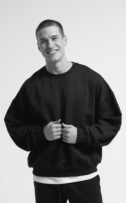 Unisex Black Oversized Sweatshirt: Timeless Comfort