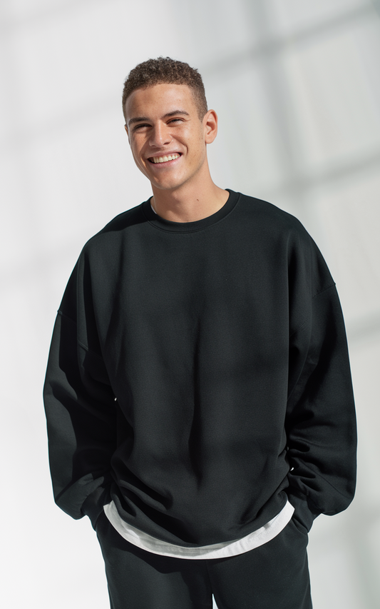 Unisex Black Oversized Sweatshirt: Timeless Comfort