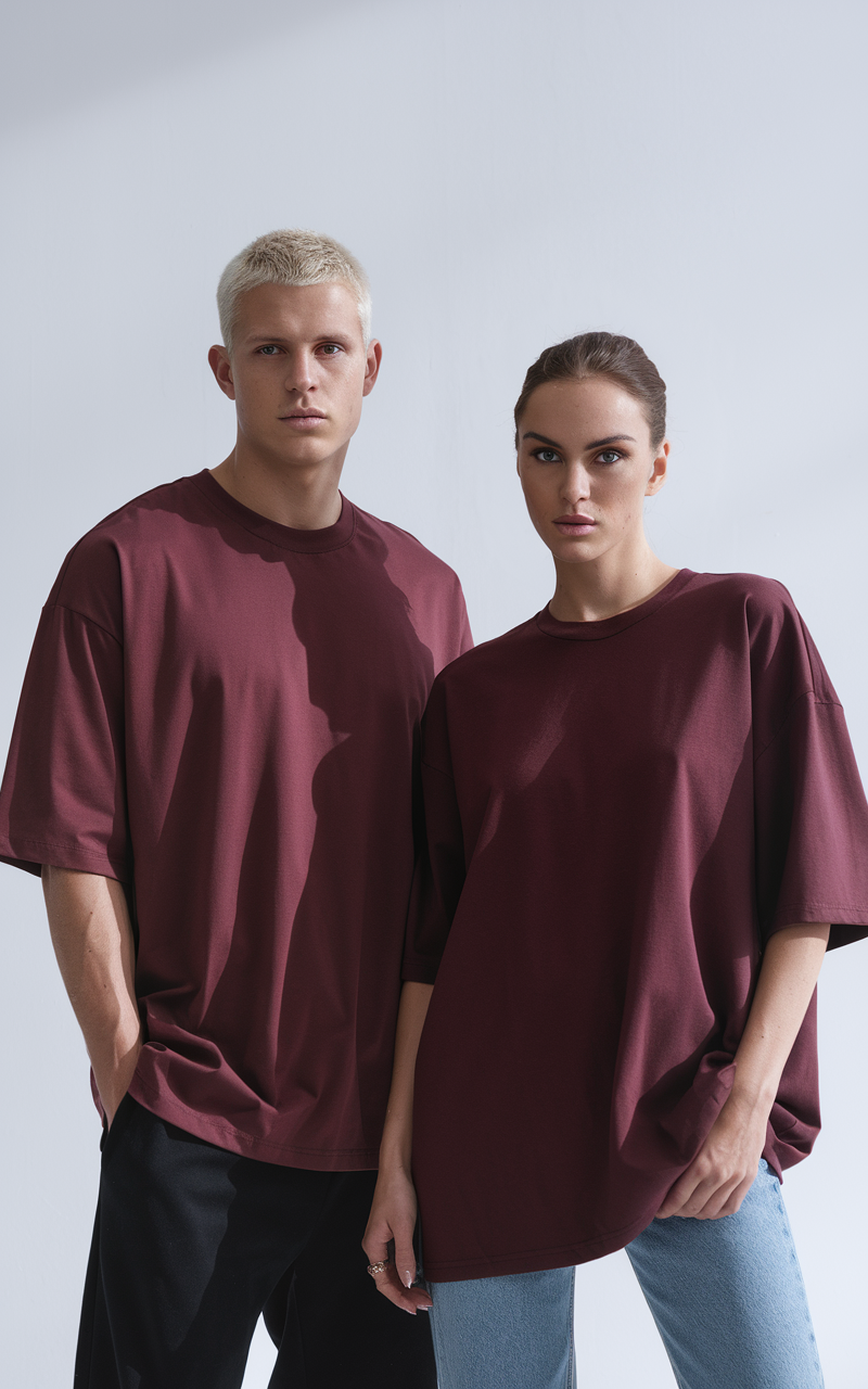 Fielder Unisex Maroon Oversized T-Shirt