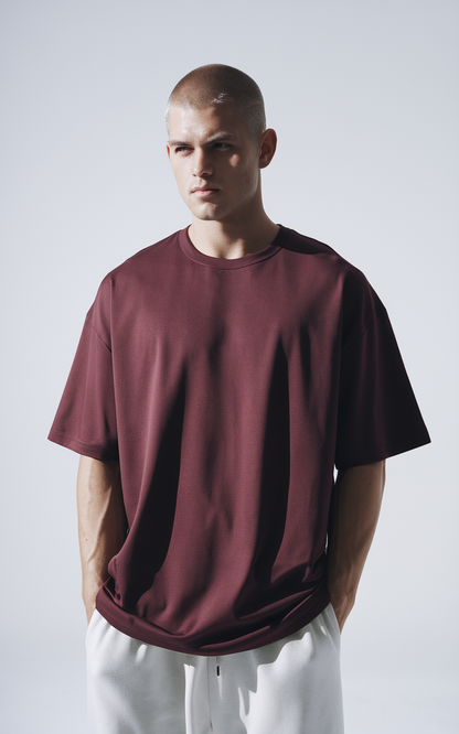 Fielder Unisex Maroon Oversized T-Shirt