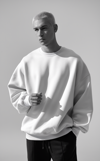 "Timeless White: 100% Cotton Unisex Classic Sweatshirt"