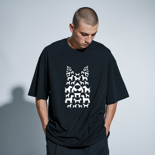 Black Oversized Minimalist Silhouette T-Shirt