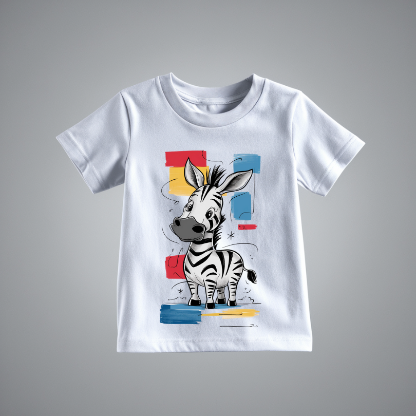 Colorful Zebra Artline White Kids T-Shirt