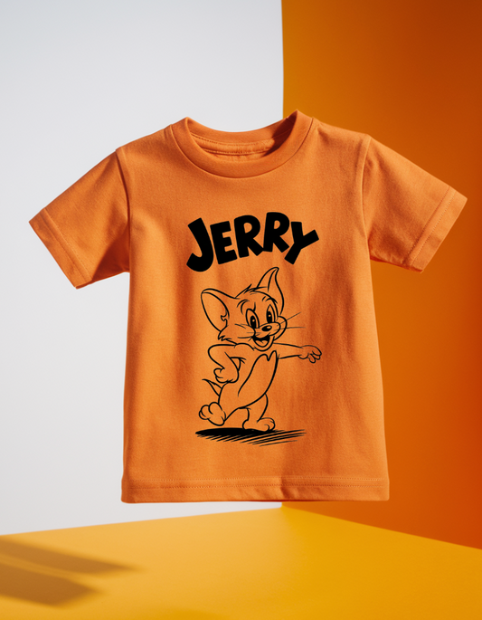 Kids Orange T-Shirt with Jerry Cartoon Graphic