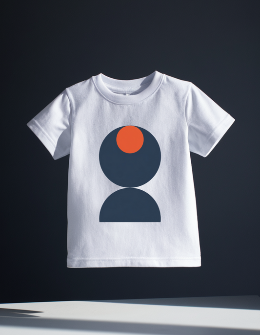 White Kids' T-Shirt with Minimalist Mid-Century Abstract Design