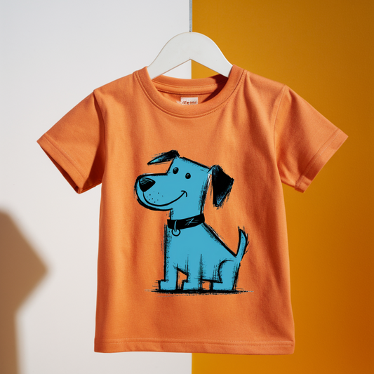 Blue Dog Sketch Orange Kids T-Shirt