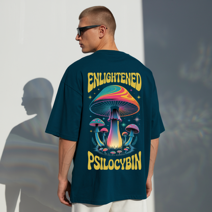 Enlightened Psilocybin Petrol Blue Oversized Unisex Tee