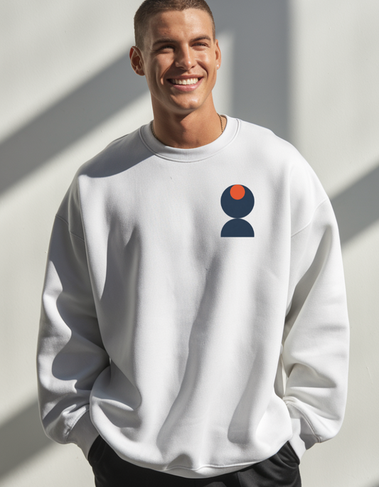 White Oversize Unisex Sweatshirt with Minimalistic Design